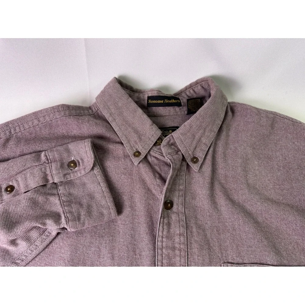 VINTAGE 90s Eddie‎ Bauer Sonoma Heathers Heavy Cotton Button Down Mens L Mauve